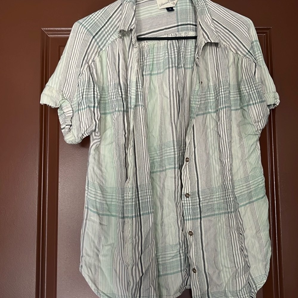 Plaid button down blouse